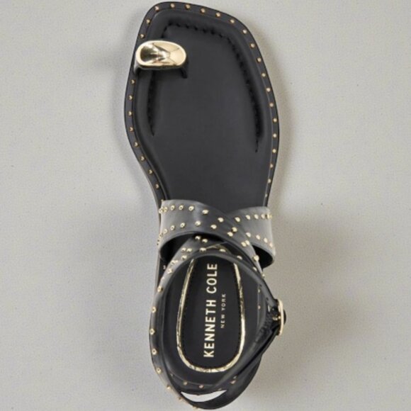 Kenneth Cole Ravenn Black Faux Leather Studded Sandal - Size 9 Med - Picture 4 of 14